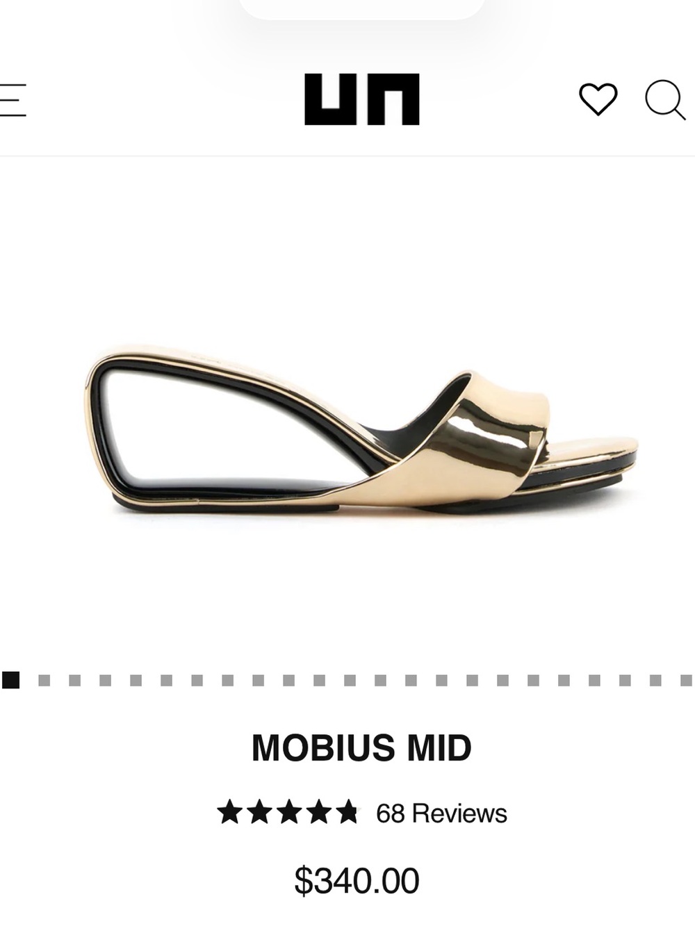 United Nude Mobius Mid Metallic Gold Open-Back Mule
